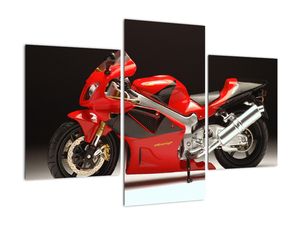 Egy piros motorkerékpár képe